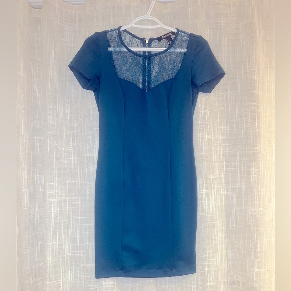 Blue forever 21 dress lace top